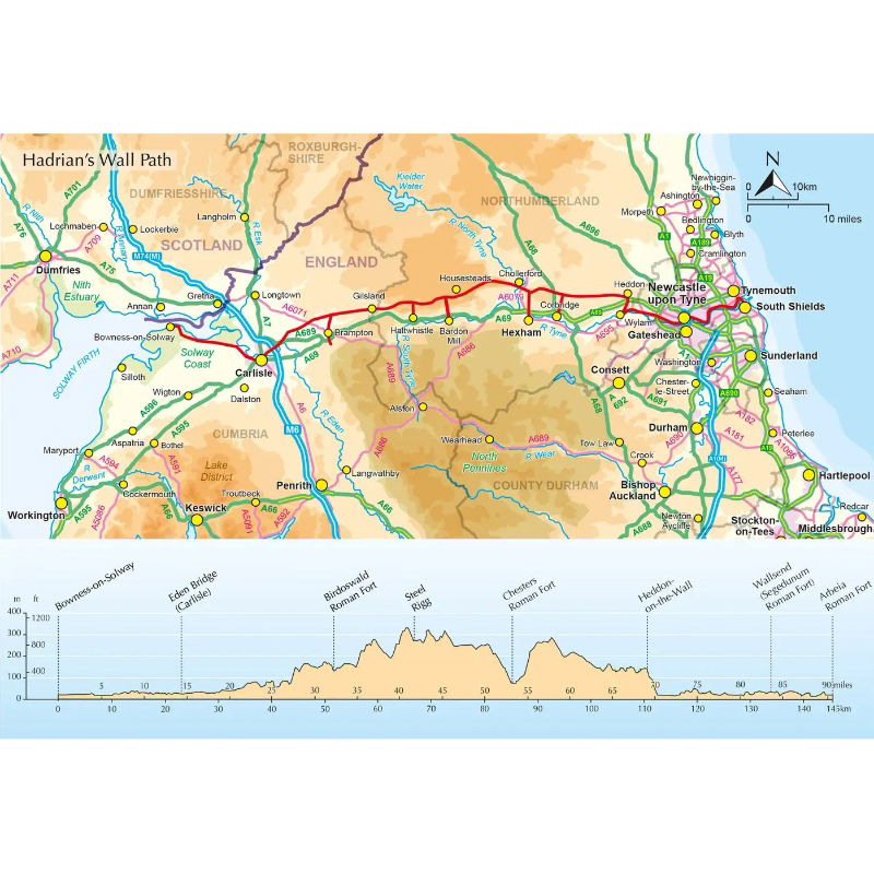 Walking Hadrian's Wall Path + 1:25,000 Map Booklet