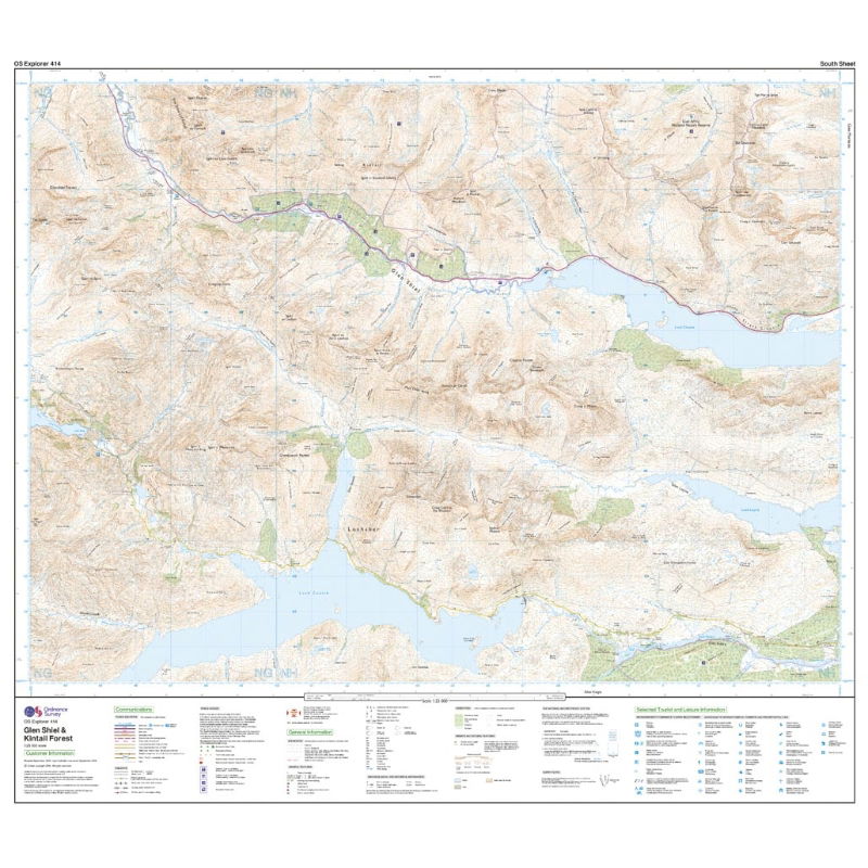 OS Explorer 414 Paper Glen Shiel & Kintail Forest 1:25,000 south sheet