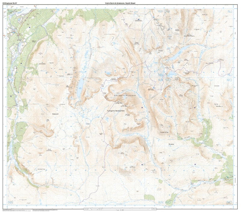 OS OL/Explorer 57 Paper - Cairn Gorm & Aviemore south sheet