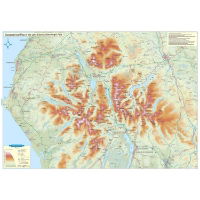 Topographical Map of the Lake District Wainwright Fells