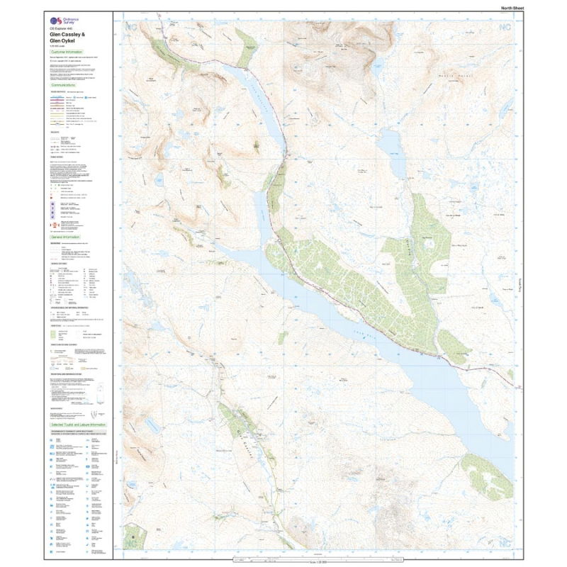 OS Explorer 440 Paper - Glen Cassley & Glen Oykel 1:25,000 north sheet