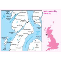 OS Landranger 62 Paper - North Kintyre & Talbert coverage