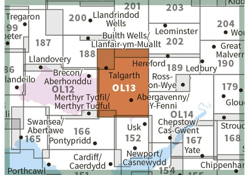 OS OL/Explorer 13 Paper - Brecon Beacons Eastern Area adjacent