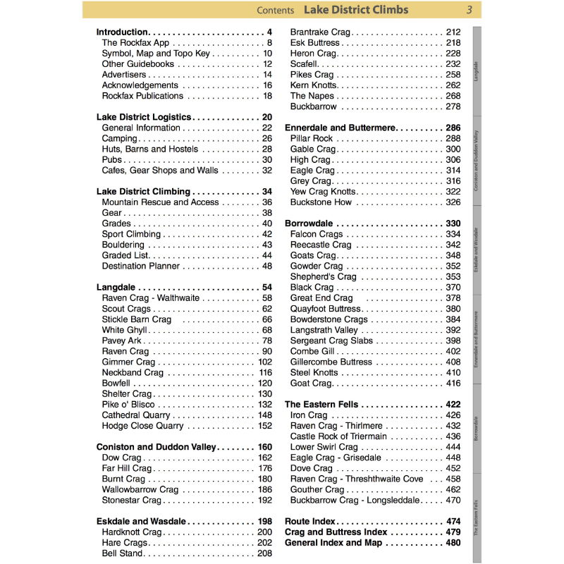 Lake District Climbs contents