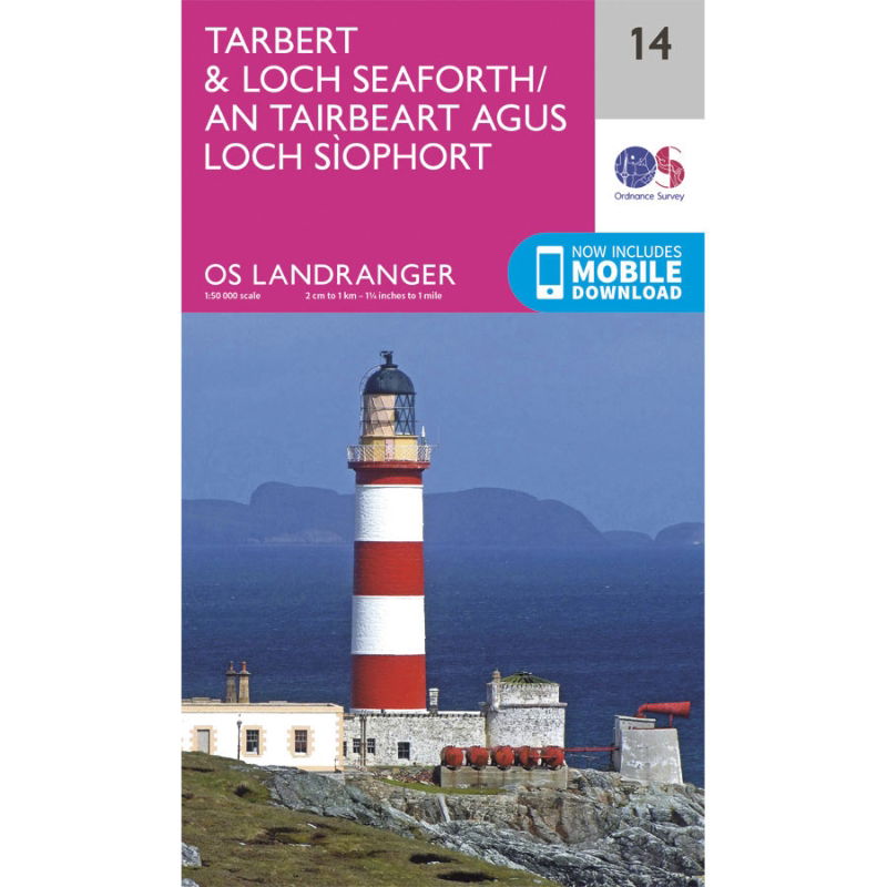 OS Landranger 14 Paper - Tarbert & Loch Seaforth 1:50,000