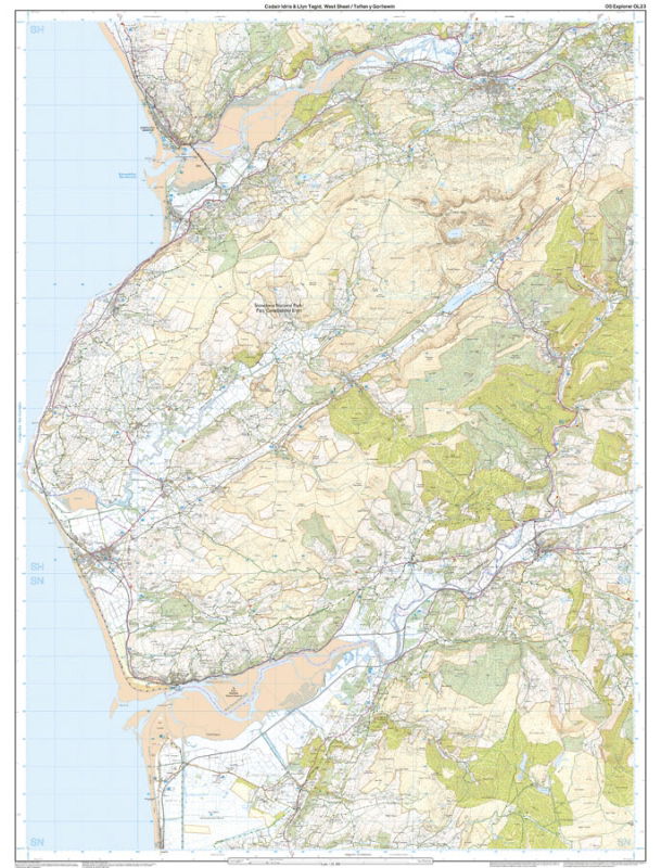 OS OL/Explorer 23 Paper - Cadair Idris & Llyn Tegid west sheet