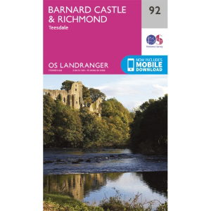 OS Landranger 92 Paper - Barnard Castle & Richmond 1:50,000