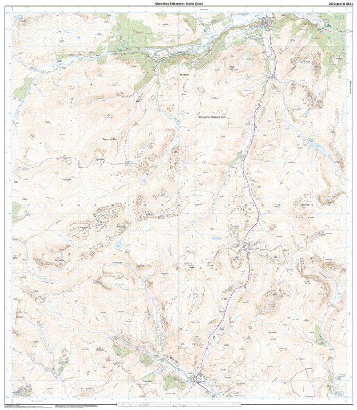 OS OL/Explorer 52 Paper - Glen Shee & Braemar north sheet