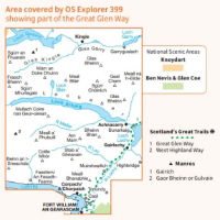 OS Explorer 399 Paper Loch Arkaig 1:25,000 coverage