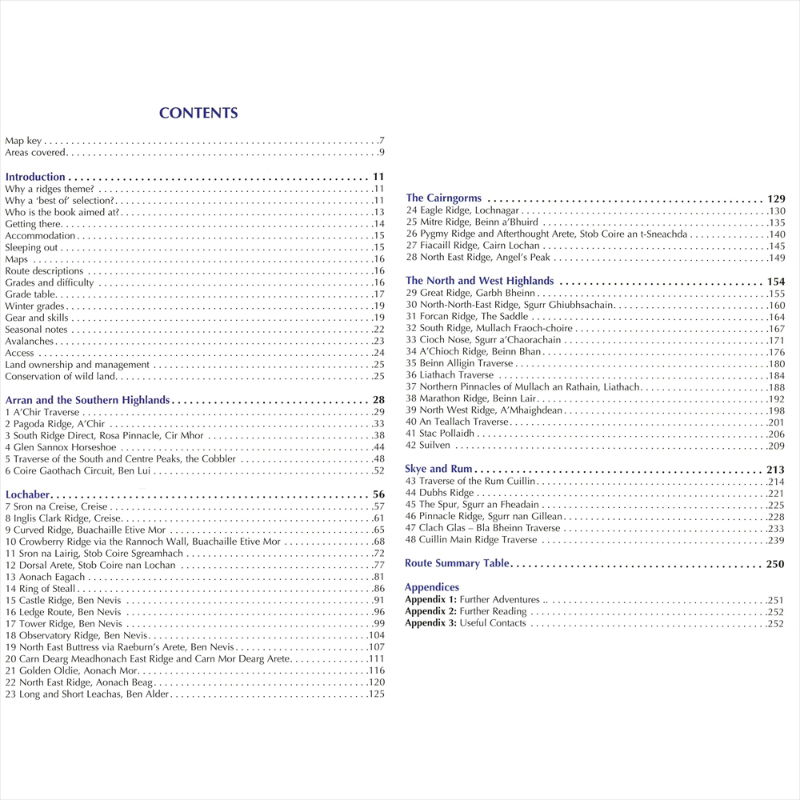 Scotland's Mountain Ridges contents