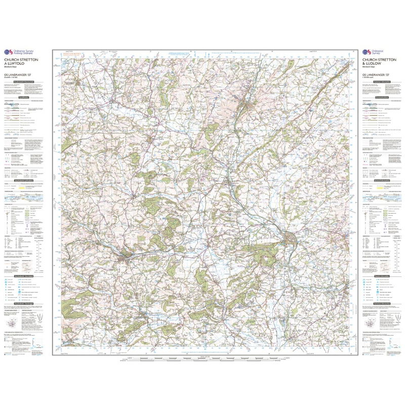 OS Landranger 137 Paper - Church Stretton & Ludlow sheet