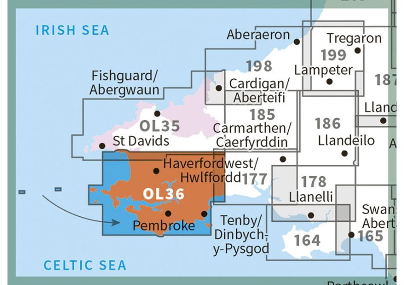 OS OL/Explorer 36 Paper - South Pembrokeshire adjacent