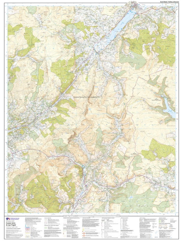 OS OL/Explorer 23 Paper - Cadair Idris & Llyn Tegid east sheet