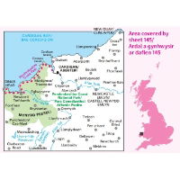 OS Landranger 145 Paper Cardigan & Mynydd Preseli coverage