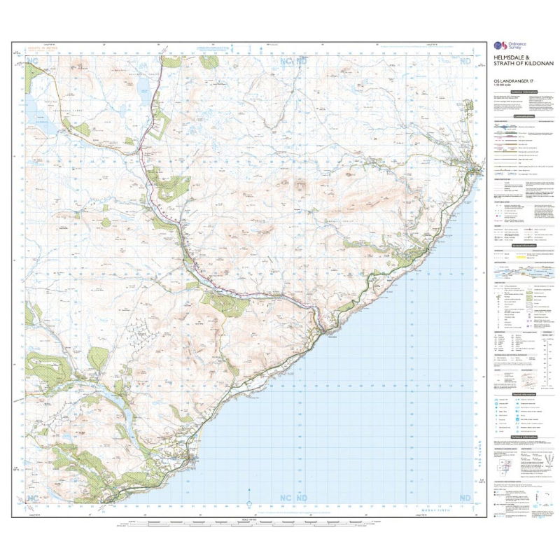 OS Landranger 17 Paper - Helmsdale & Strath of Kildonan 1:50,000 sheet