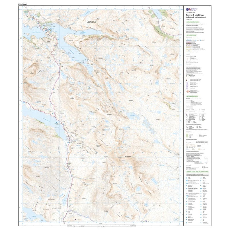 OS Explorer 442 Paper Assynt & Lochinver 1:25,000 east sheet