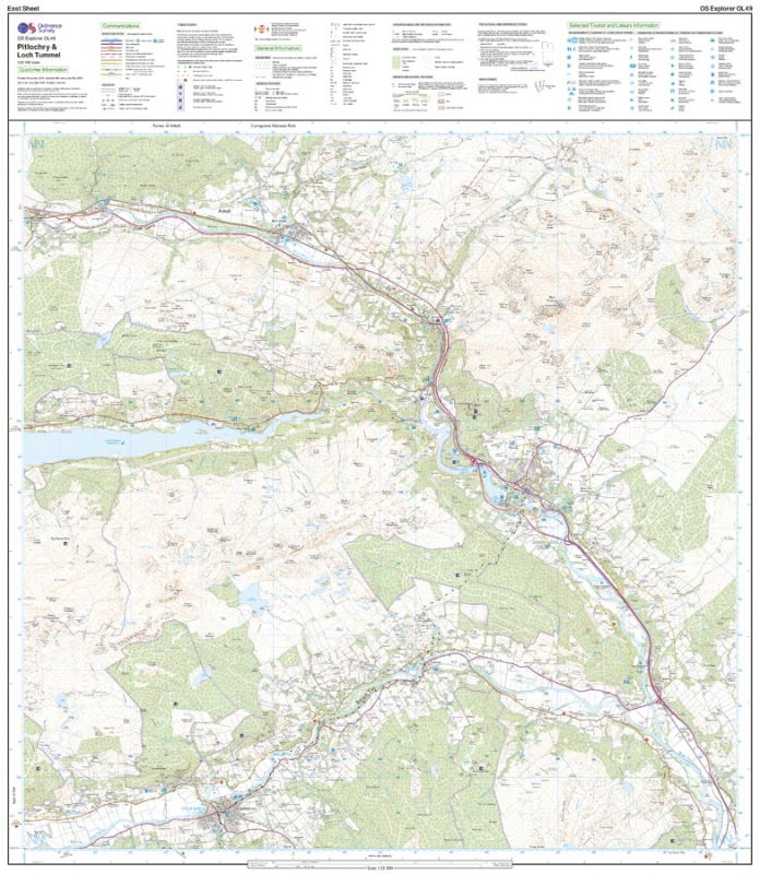 OS OL/Explorer 49 Paper - Pitlochry & Loch Tummel east sheet