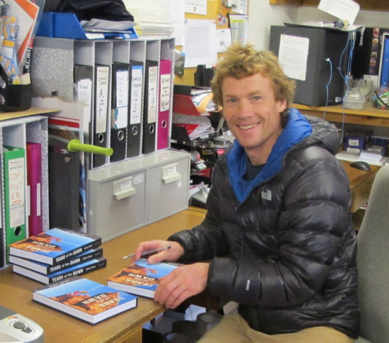 Julian Lines signing copies of the first edition at Needle Sports in 2013