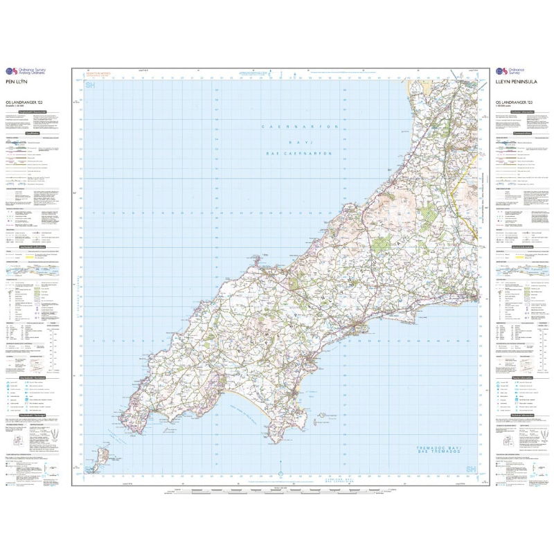 OS Landranger 123 Paper - Lleyn Peninsula sheet