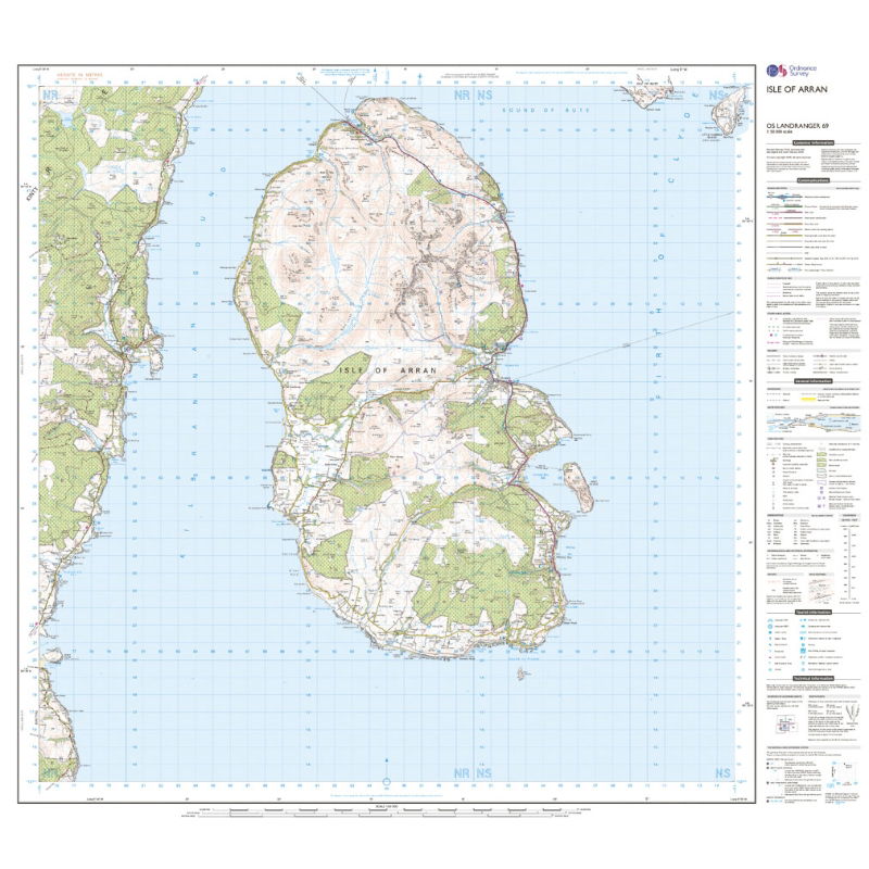 OS Landranger 69 Paper - Isle of Arran sheet