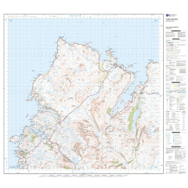 OS Landranger 9 Paper - Cape Wrath 1:50,000 sheet