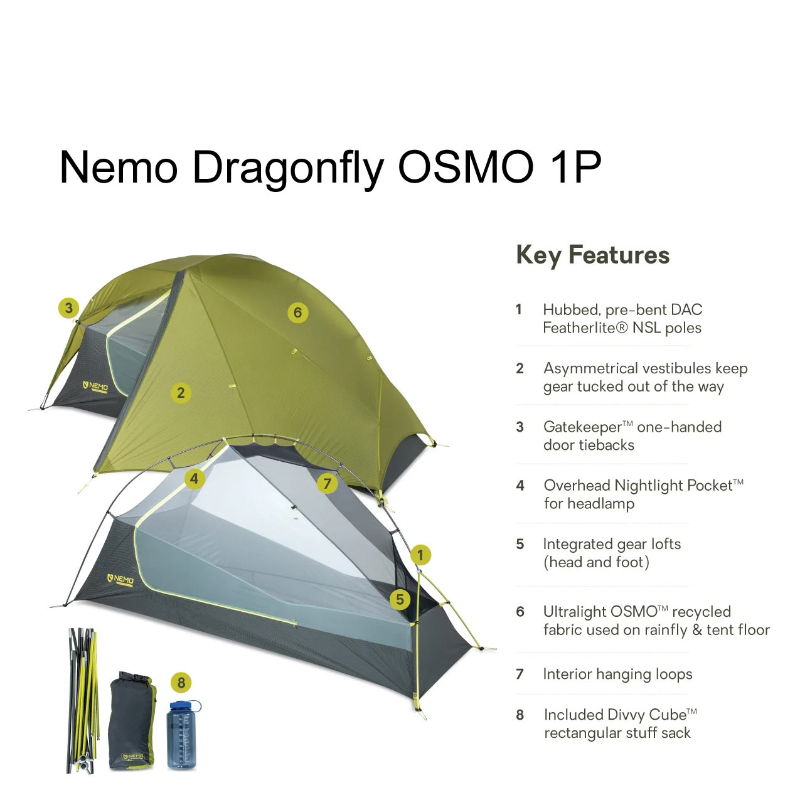 Nemo Dragonfly OSMO Ultralight Backpacking 1 Person Tent