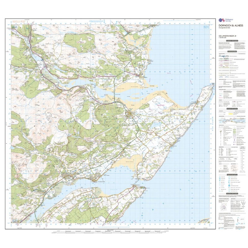 OS Landranger 21 Paper Dornoch & Alness 1:50000 sheet