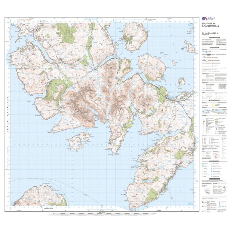 OS Landranger 32 Paper - South Skye & Cuillin Hills sheet