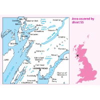 OS Landranger 55 Paper - Lochgilphead & Loch Awe coverage