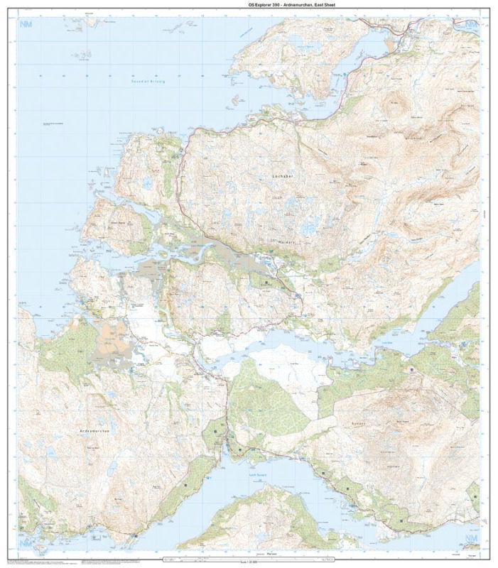 OS Explorer 390  Paper - Ardnamurchan 1:25,000 east sheet