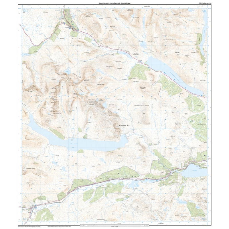 OS Explorer 436 Paper - Beinn Dearg & Loch Fannich 1:25,000 south sheet