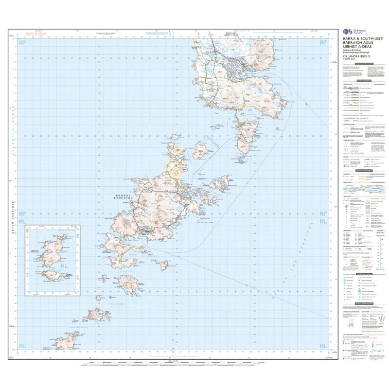 OS Landranger 31 Paper - Barra & South Uist sheet