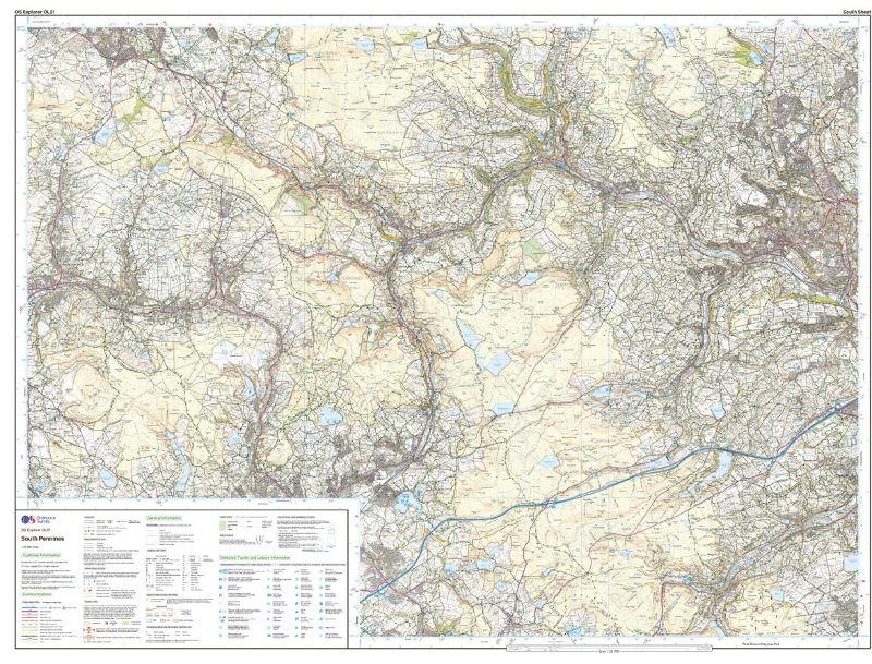 OS OL21 South Pennines south sheet