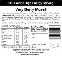 Expedition Foods Very Berry Muesli (Dairy Free, Halal, Vegan, 800kcal) \t\t\t\t\t\t\t\t\t\t\t\t\t\t\t\t\t\t