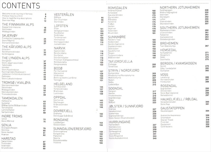 Ski Touring in Norway contents