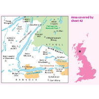 OS Landranger 42 Paper - Glen Garry & Loch Rannoch coverage