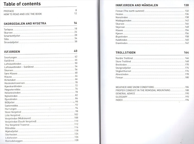 Ski Touring in Romsdalen contents