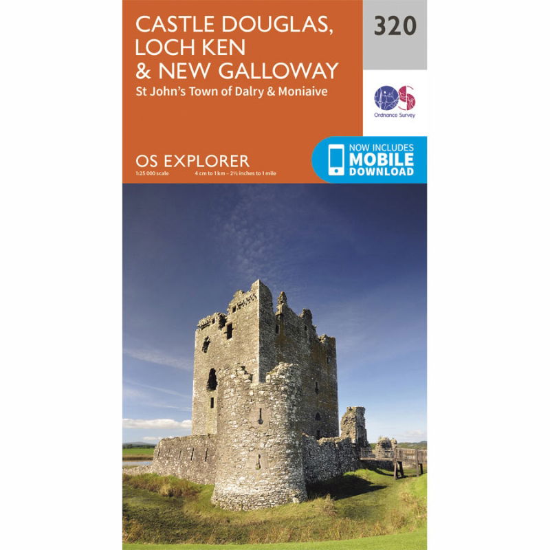 OS Explorer 320 Paper - Castle Douglas, Loch Ken & New Galloway 1:25,000