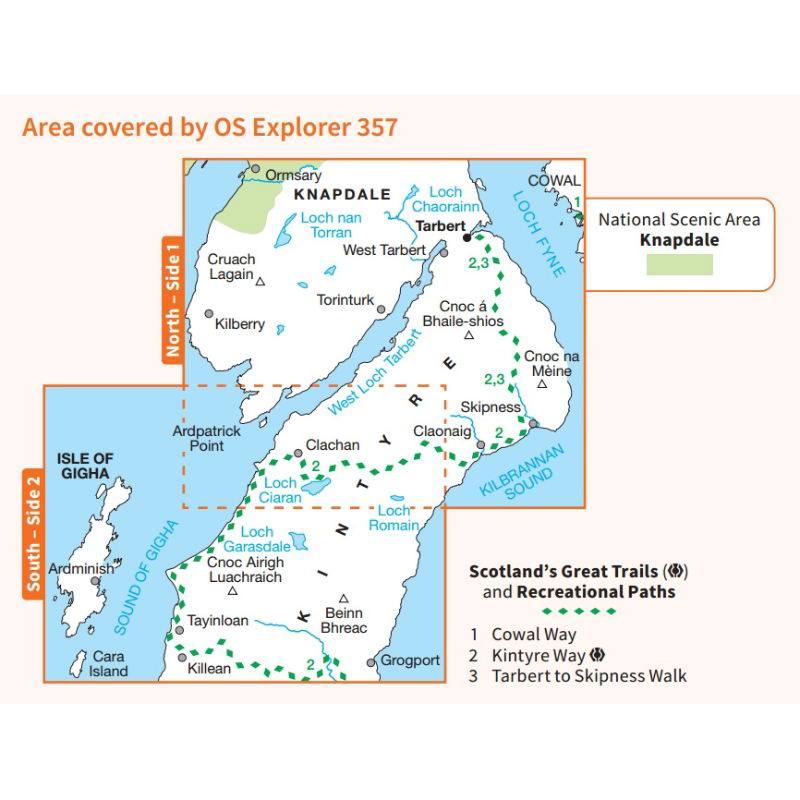 OS Explorer 357 Paper - Kintyre North coverage