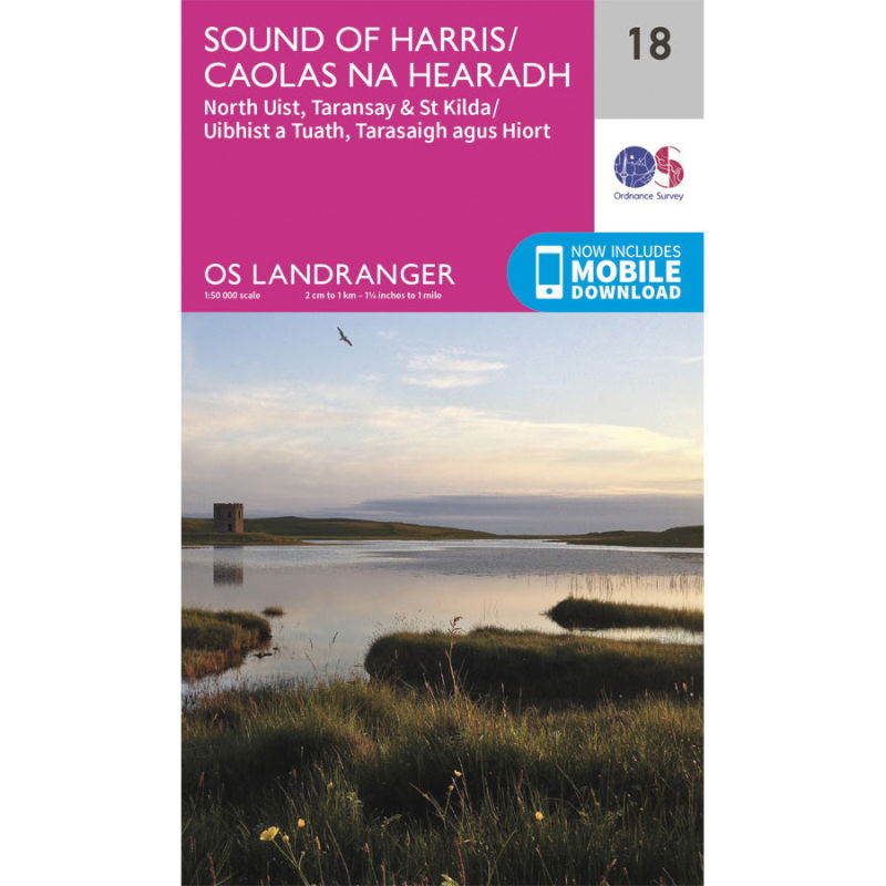 OS Landranger 18 Paper - Sound of Harris 1:50,000