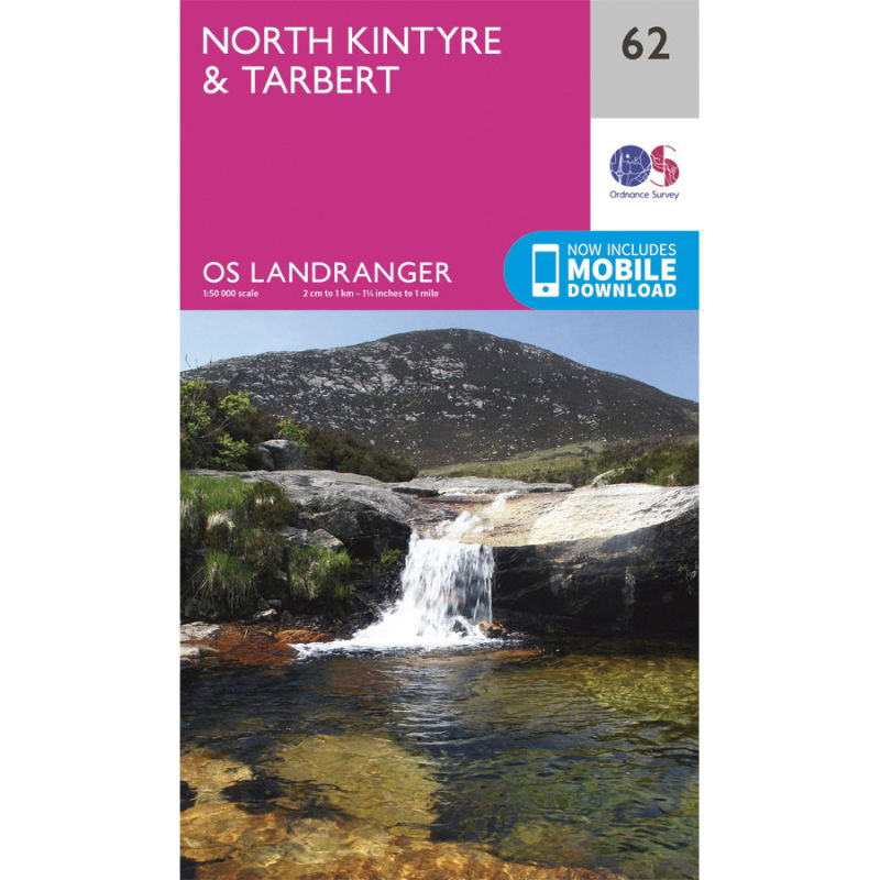 OS Landranger 62 Paper - North Kintyre & Talbert 1:50,000