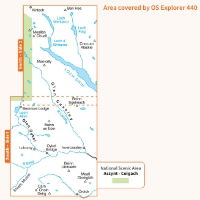 OS Explorer 440 Paper - Glen Cassley & Glen Oykel 1:25,000 coverage