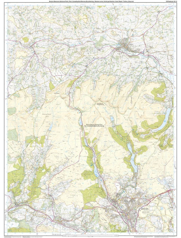 OS OL/Explorer 12 Paper - Brecon Beacons Western Area east sheet