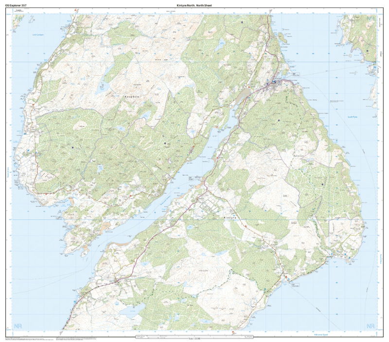 OS Explorer 357 Paper - Kintyre North south sheet