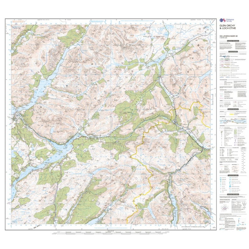 OS Landranger 50 Paper - Glen Orchy & Loch Etive sheet