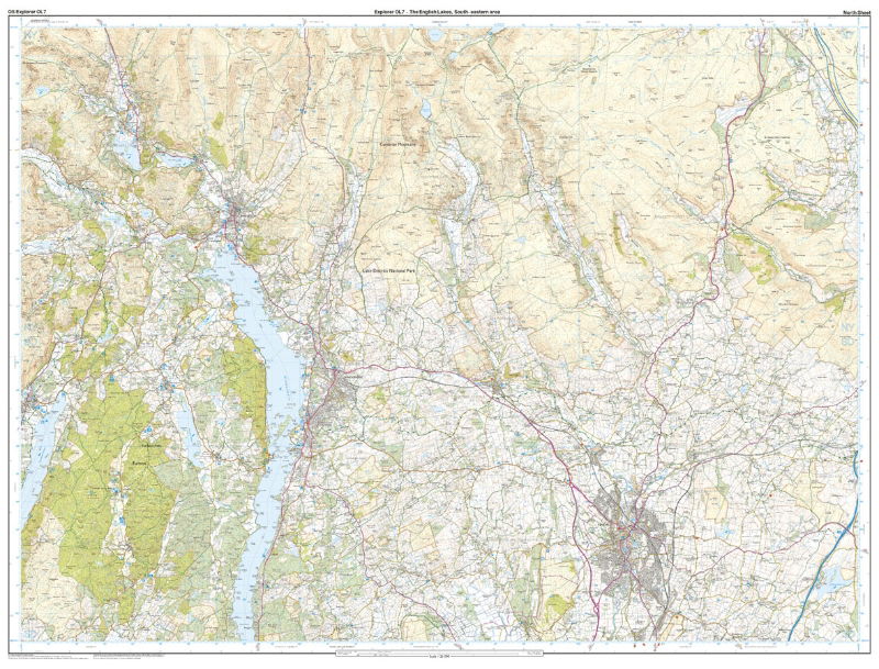 OS OL/Explorer 7 The English Lakes South-Eastern Area north sheet