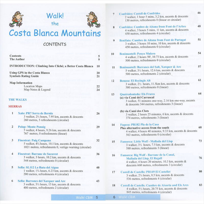 Walk the Costa Blanca Mountains contents