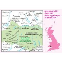 OS Landranger 160 Paper - Brecon Beacons coverage