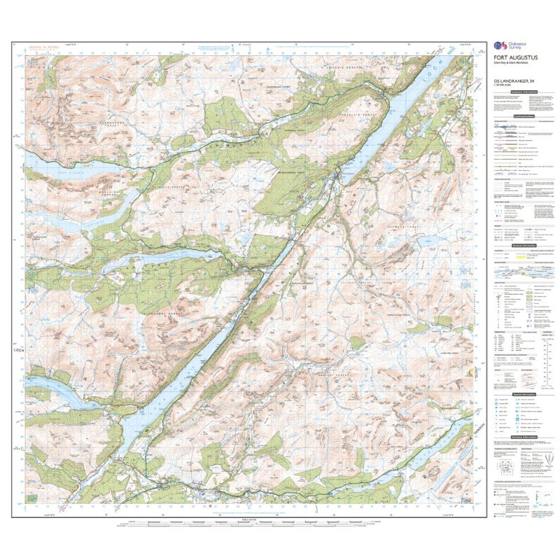 OS Landranger 34 Paper - Fort Augustus 1:50,000 sheet