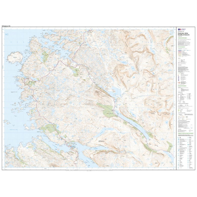 OS Explorer 445 Paper Foinaven, Arkle, Kylesku & Scourie 1:25,000 sheet